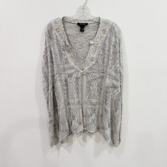 White house black market embellished knit poncho sweater ❤️ - Picture 2 of 7